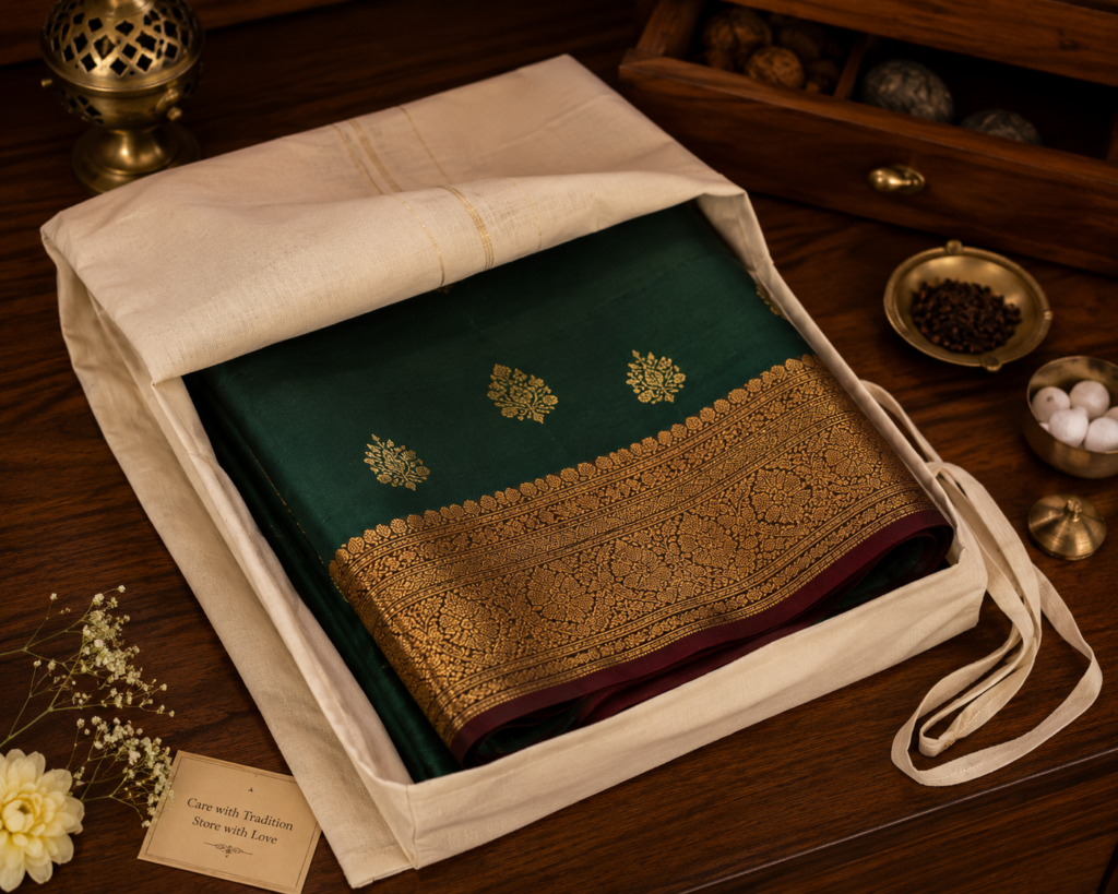 Saree storage method with proper care