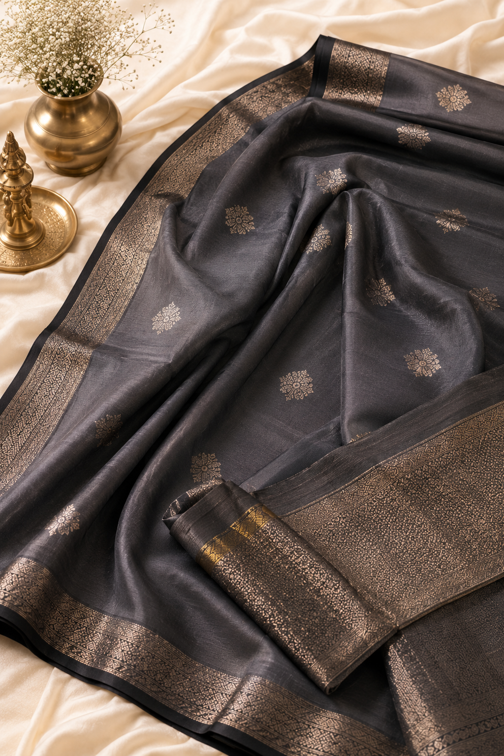 Steel Blue Office Wear Silk — dummy placeholder image