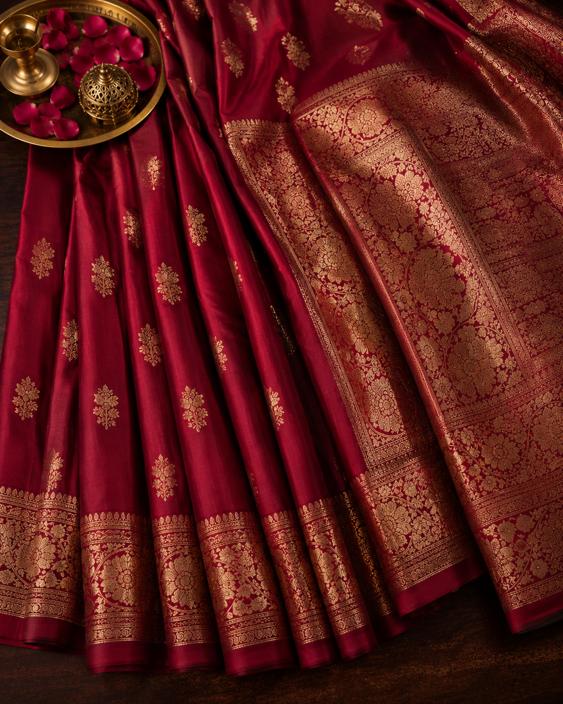 Wine Red Bridal Zari Silk — dummy placeholder image