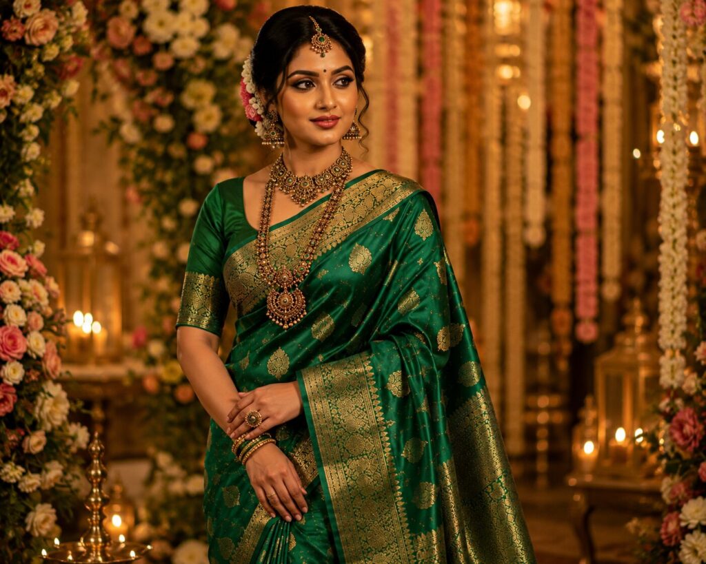 Emerald Green Bridal Silk Saree