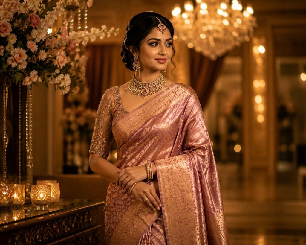 Wine Purple Bridal Silk Saree