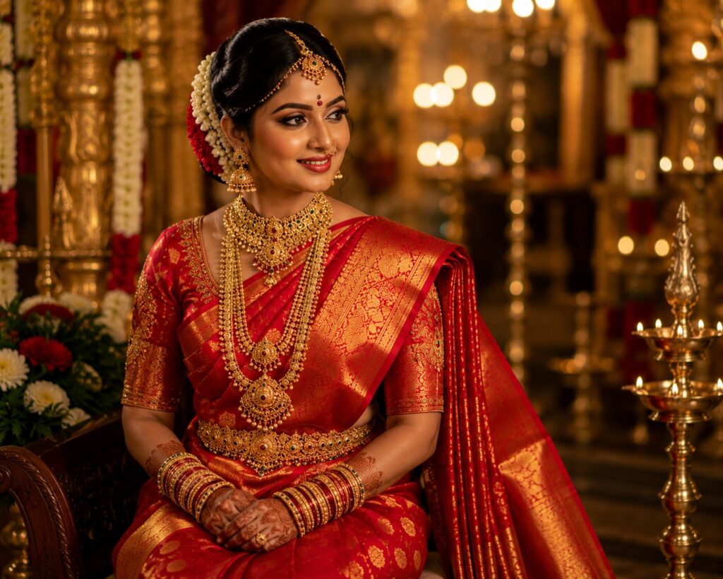Traditional Red Bridal Kanchipuram Saree