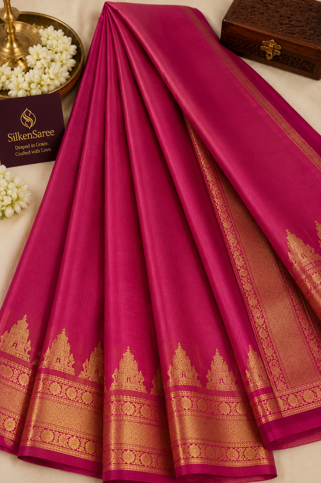 Ruby Pink Temple Border Silk — dummy placeholder image