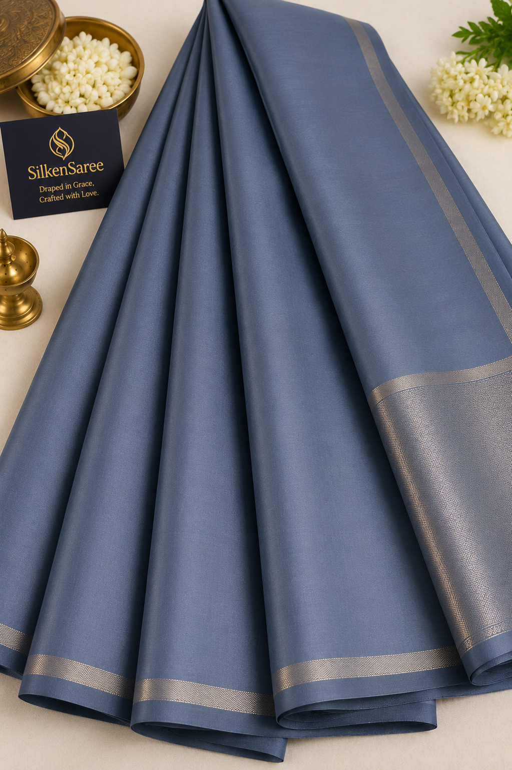 Slate Blue Minimal Border Silk — dummy placeholder image