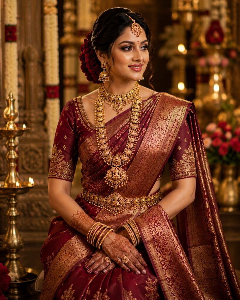 Maroon Classic wedding saree