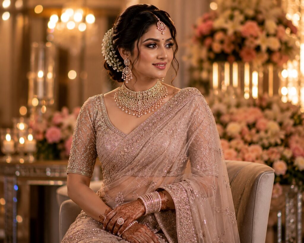Lavender color saree