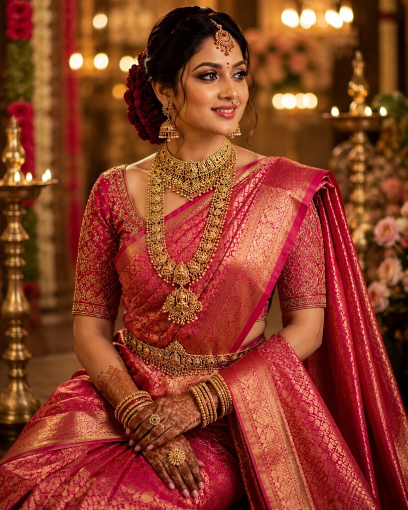 Ruby Pink saree